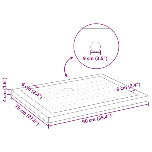 Основен трей за душ с точки 90 x 70 x 4 cm ABS Черно