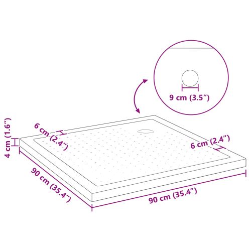 Основен трей за душ с точки 90 x 90 x 4 cm ABS Черно