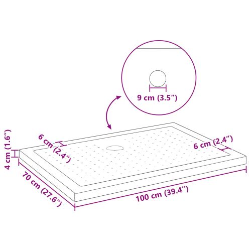 Основен трей за душ с точки 100 x 70 x 4 см ABS Черно