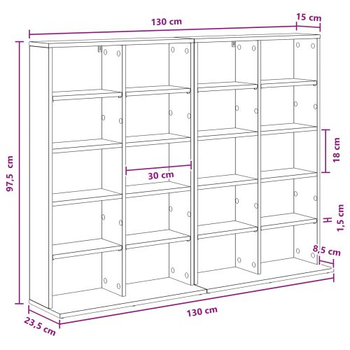 Кабинет за CD 2 бр. Дъб сонома 65 x 23,5 x 97,5 см