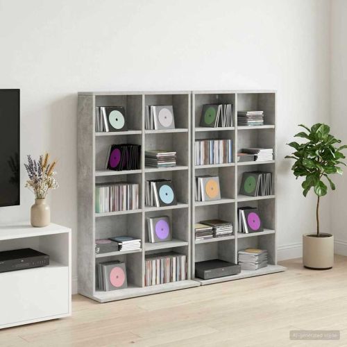 Кабинет за CD 2 бр. Бетонно сиво 65 x 23,5 x 97,5 см