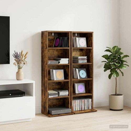 Кабинет за CD 2 бр. Опушен дъб 33 x 23,5 x 97,5 см