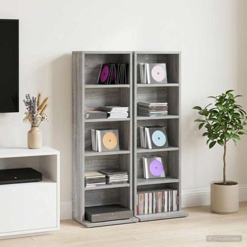 Кабинет за CD 2 бр. Сив Сонома 33 x 23,5 x 97,5 см