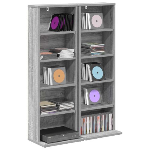 Кабинет за CD 2 бр. Сив Сонома 33 x 23,5 x 97,5 см