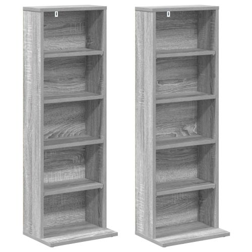 Кабинет за CD 2 бр. Сив Сонома 33 x 23,5 x 97,5 см