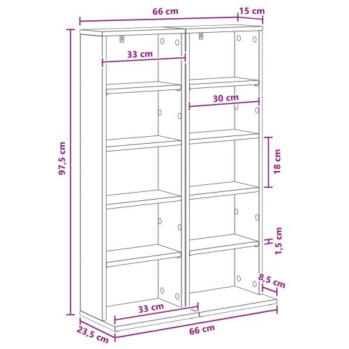 Кабинет за CD 2 бр. Сив Сонома 33 x 23,5 x 97,5 см