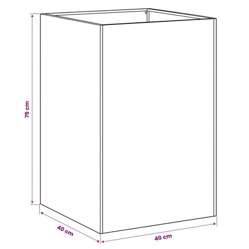 Градинска саксия Бяло 40 x 40 x 75 cm Студено валцована стомана