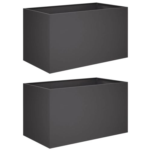 Градинска саксия 2 бр. Черно 80 x 50 x 50 см