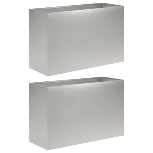 Градинска саксия 2 бр. Сребристо 80 x 30 x 50 см