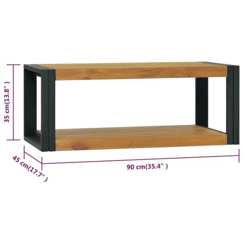 Стенен шкаф за баня, 90x45x35 см, тиково дърво масив