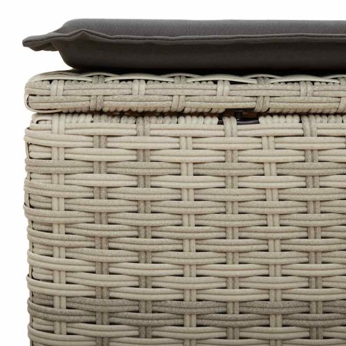 Градински комплект с възглавници, 4 части, светлосив полиратан