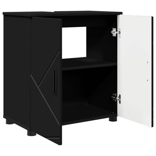 Шкаф за баня Черно 61 x 35 x 64 см Инженерна дървесина, Метал