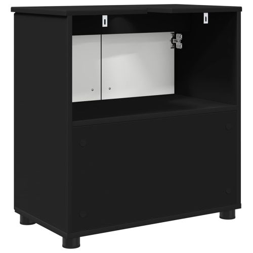 Шкаф за баня Черно 61 x 35 x 64 см Инженерна дървесина, Метал