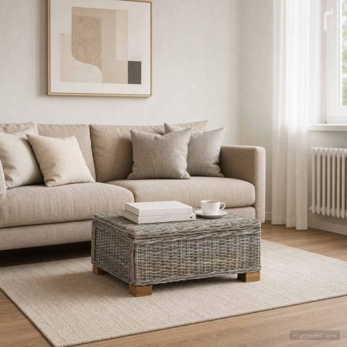 Масичка за кафе GENDT Натурален ратан Кубу сив 67 x 60 x 30 см