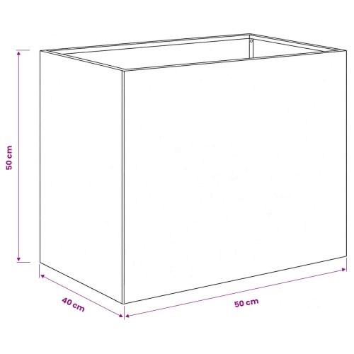 Градинска саксия Бяло 50 x 40 x 50 см Студено валцована стомана