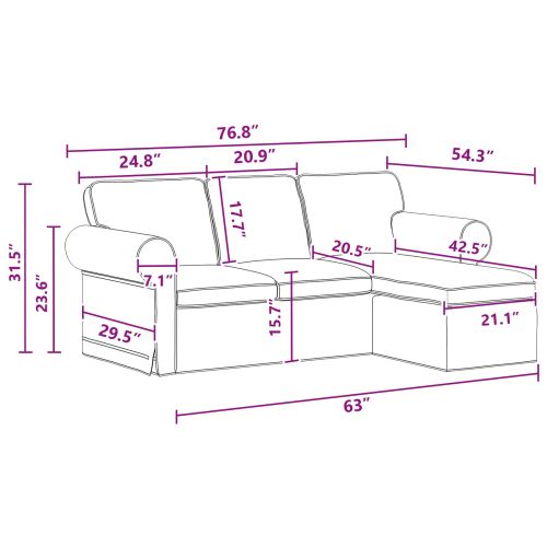 Диван Тъмен сив 195 x 138 x 80 см текстил