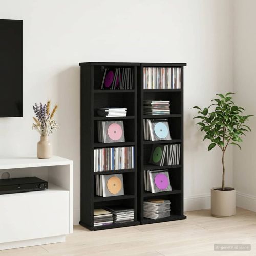 Кабинет за CD 2 бр. Черен дъб 60 x 17 x 92 см