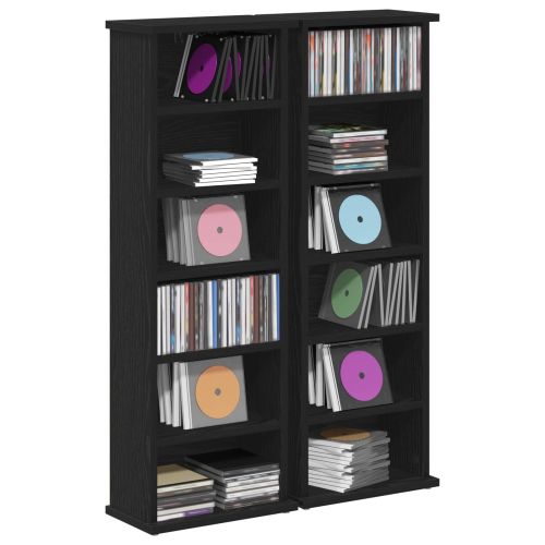Кабинет за CD 2 бр. Черен дъб 60 x 17 x 92 см