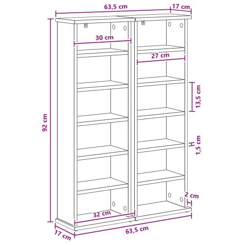 Кабинет за CD 2 бр. Черен дъб 60 x 17 x 92 см