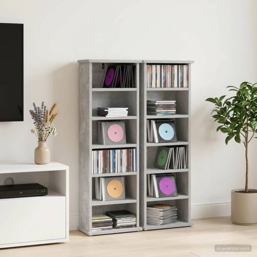 Кабинет за CD 2 бр. Бетонно сиво 60 x 17 x 92 см