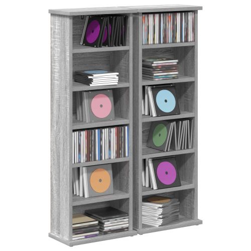 Кабинет за CD 2 бр. Сив Сонома 60 x 17 x 92 см