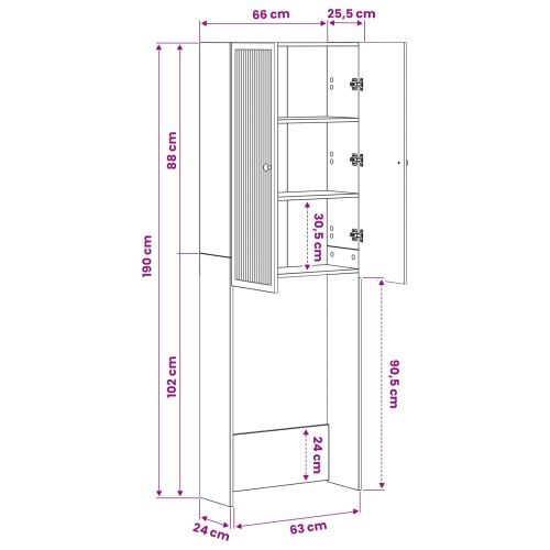 Тоалетна Шкаф EDE Дъб артизан 66 x 25,5 x 190 см