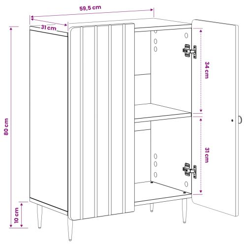 Шкаф за баня ZWOLLE Опушен дъб 59,5 x 31 x 79,5 см