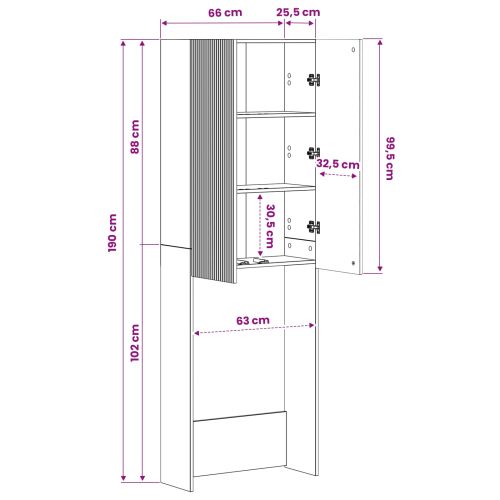 Тоалетна Шкаф ARNHEM Старо дърво 66 x 25,5 x 190 см