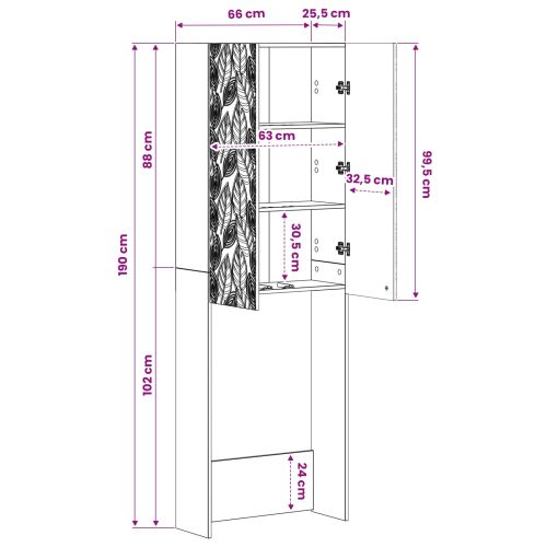 Тоалетна Шкаф DELFT Старо дърво 66 x 25,5 x 190 см