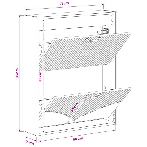 Стенно шкафче за обувки HOORN 71 x 17 x 86 см Сив Сонома