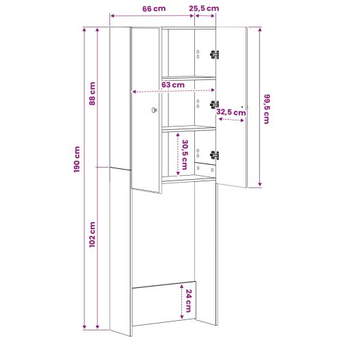 Тоалетна Шкаф BREDA Старо дърво 66 x 25,5 x 190 см
