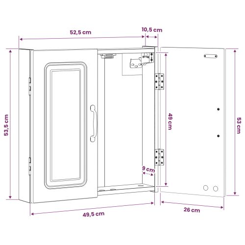 Кабинет за дартборд UTRECHT Бял гланц 52,5 x 10,5 x 53,5 см