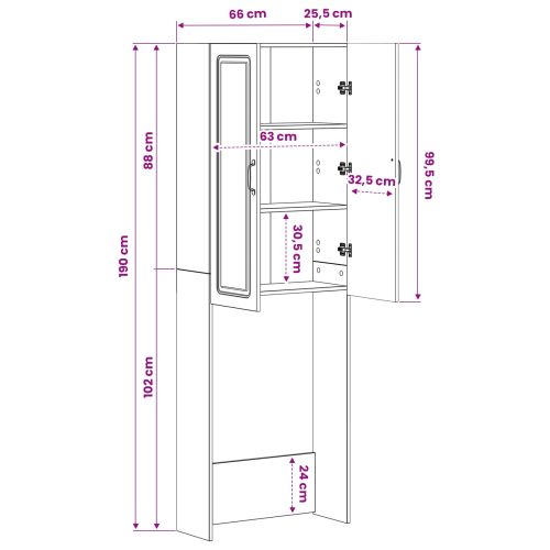 Тоалетна Шкаф UTRECHT Черно 66 x 25,5 x 190 см