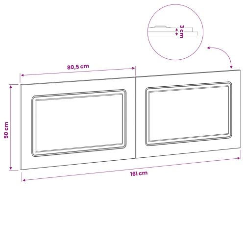 Табла за легло за стена UTRECHT Бял гланц Инженерна дървесина