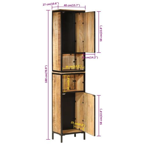 Шкаф за баня 40x27x180 см масивно мангово дърво