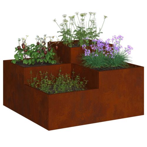 Градинска саксия Ръждясало 80 x 80 x 48 см Патинираща стомана