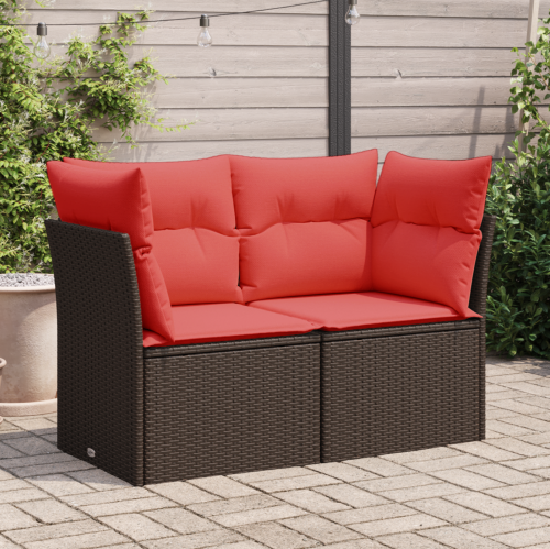 | Градински диван | с възглавница Кафяво 124 x 62 x 69 см полиратан