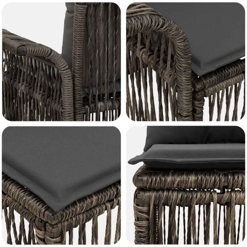 Градински Софа Комплект 7 бр. 7-Брой места Сиво полиратан