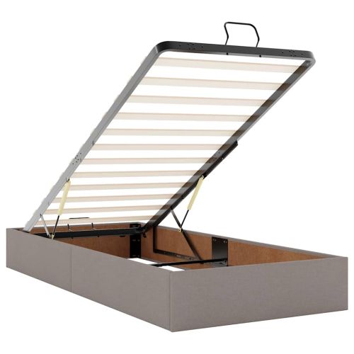 Османска легло с матрак и LED, таупе, 200x200 см, плат