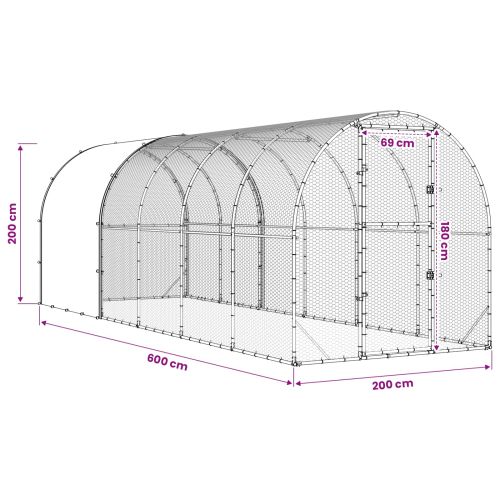 Кокошарник Сребристо 600 x 200 x 200 см Поцинкована стомана