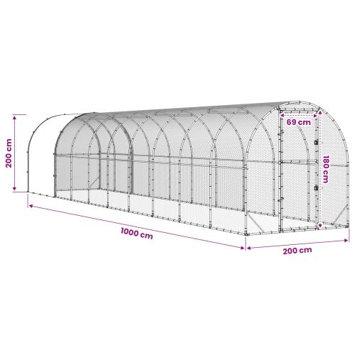 Кокошарник Сребристо 1000 x 200 x 200 см Поцинкована стомана