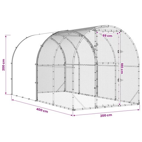 Кокошарник Сребристо 400 x 200 x 200 см Поцинкована стомана