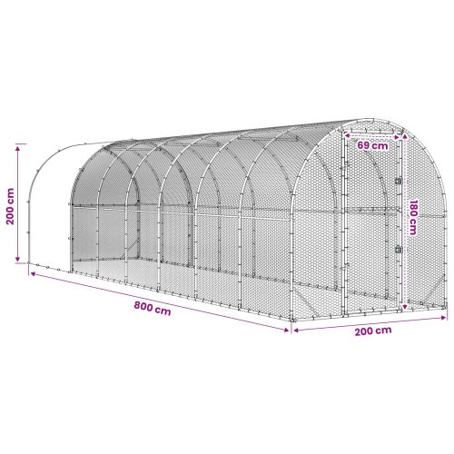 Кокошарник Сребристо 800 x 200 x 200 см Поцинкована стомана