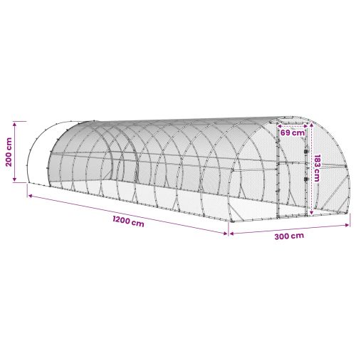 Кокошарник Сребристо 1200 x 300 x 200 cm Поцинкована стомана
