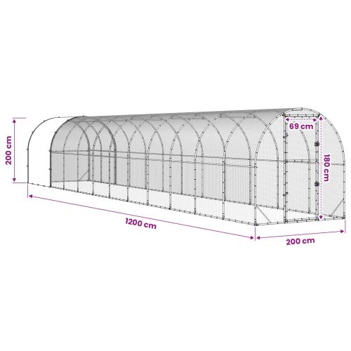 Кокошарник Сребристо 1200 x 200 x 200 см Поцинкована стомана