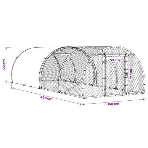 Кокошарник Сребристо 400 x 150 x 100 см Поцинкована стомана