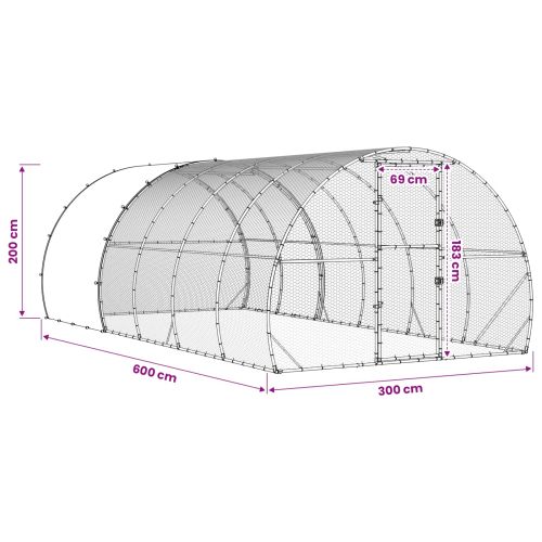 Кокошарник Сребристо 600 x 300 x 200 cm Поцинкована стомана