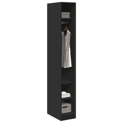 Гардероб, черен, 30x50x200 см, инженерно дърво