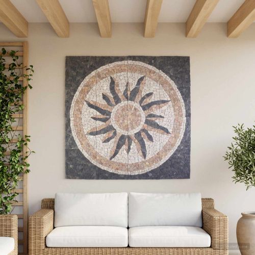 Плочки Мозаика Слънчев Мотив Многоцветен 120 x 120 cm Мрамор