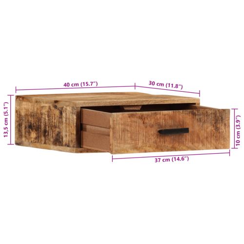 Стенно нощно шкафче 40x30x13,5 см масивно мангово дърво